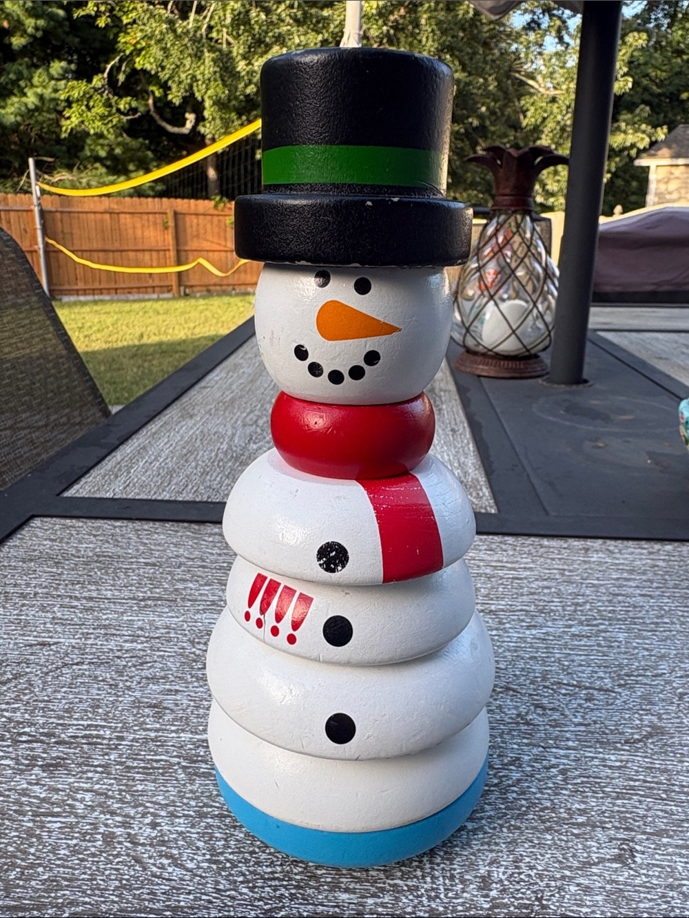 Wooden White Snowman stackable Figurine